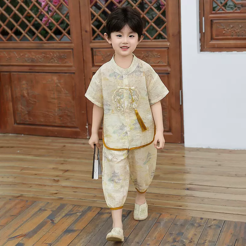 男童汉服套装夏装2025新款儿童男孩夏季宝宝新中式国风唐装两件套