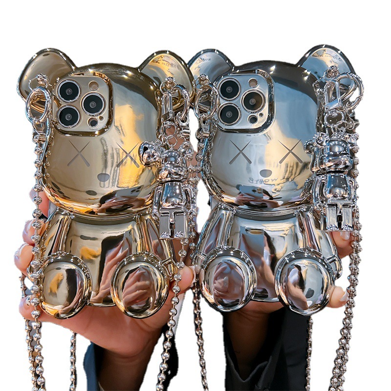 Chao Electroplated Violent Bear Phone Case For Iphone 15 Pro Max_voghion.com