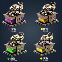 新款华尔街牛汽车香水座 古铜牛车载香水复古牛香水座牛气冲天