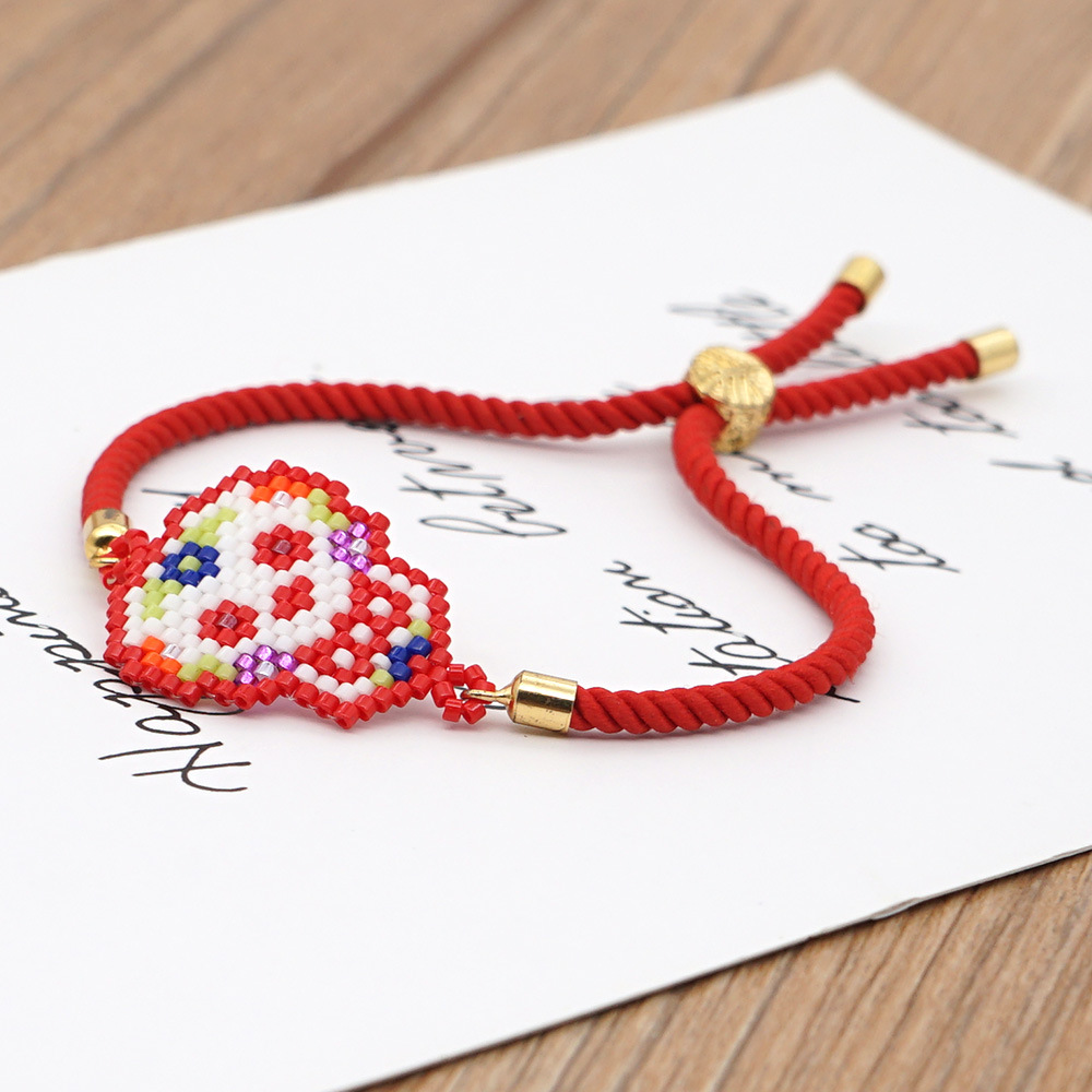 Halloween Ethnic Colored Skull Head Miyuki Bead Woven Bracelet Wholesale Nihaojewelry display picture 3