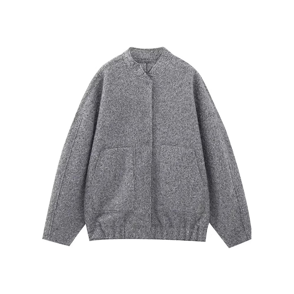Women's Pilot Jacket With Standing Collar And Pockets Spring_voghion.com