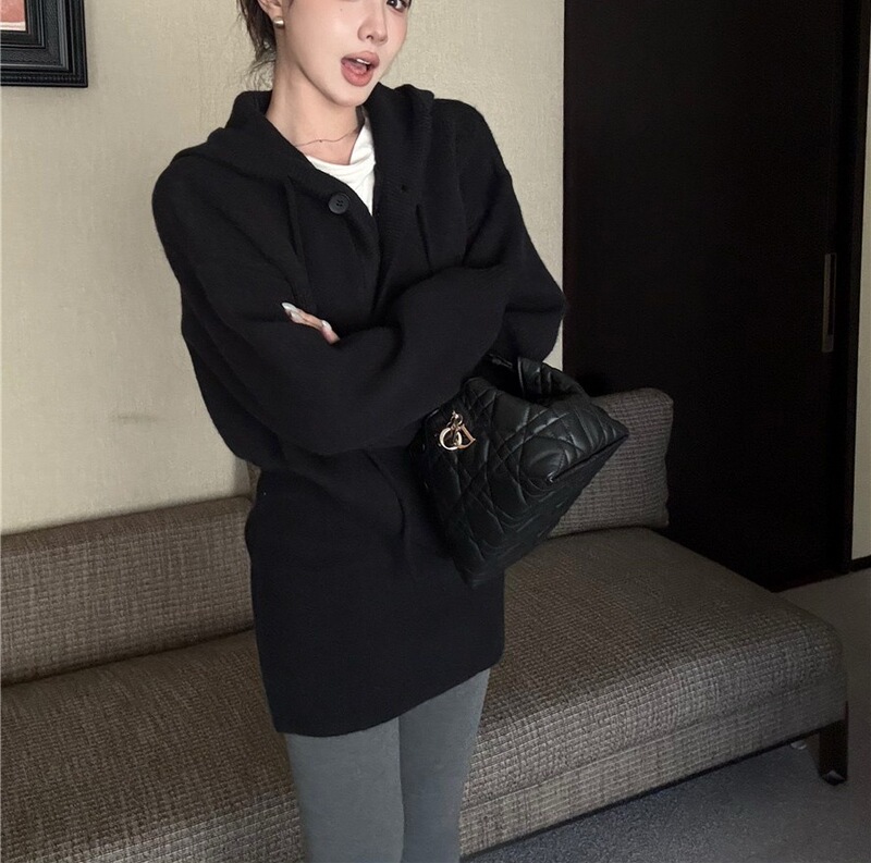 慵懒软糯简约连帽毛衣高腰显瘦半身裙两件套女2025秋冬穿搭一整套|undefined