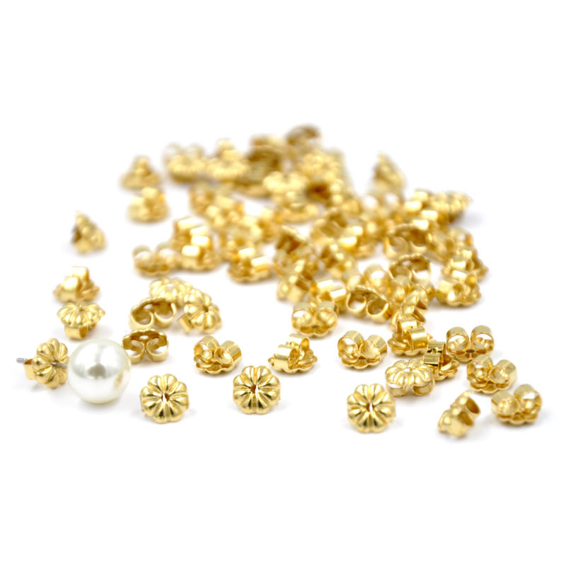 黄铜蝴蝶扣耳钉耳堵铜压花耳环后塞金属耳迫饰品diy配件耳背扣帽|ms