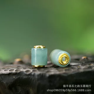 蓝水翡翠A货镶孔2mm单珠7*9mm桶珠隔珠配珠配饰DIY饰品玉配件B210