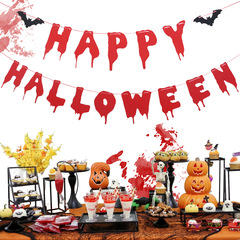 Amazonの新しいハロウィンコウモリスパイダーバナー雰囲気装飾小道具ハロウィンデコレーションラテアート在庫あり