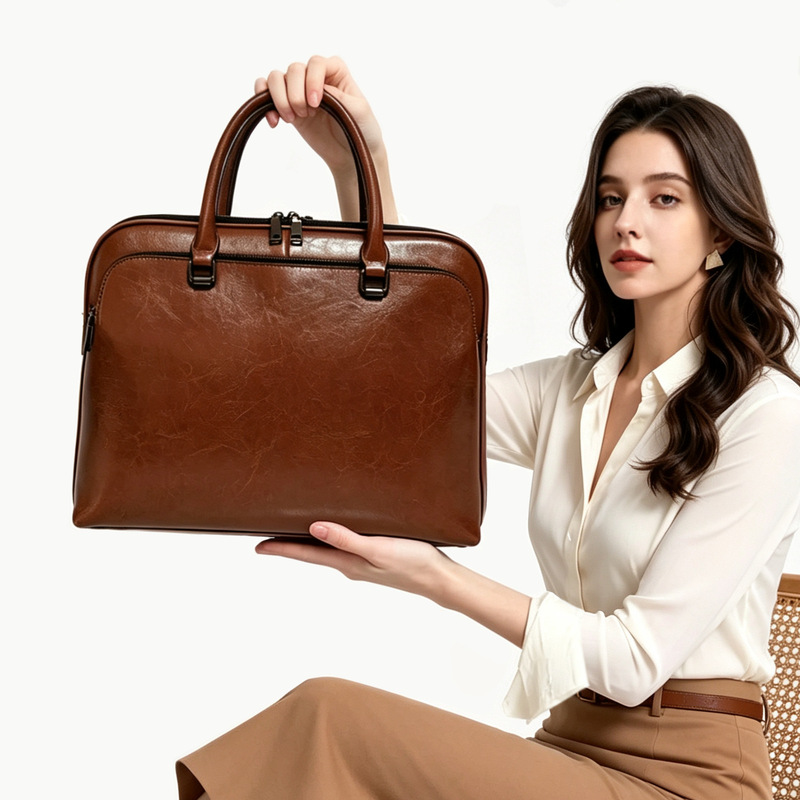 Cowhide Men's and Women's Handbags Briefcases Business Document Bags Genuine Leather Large Capacity New Laptop Bags