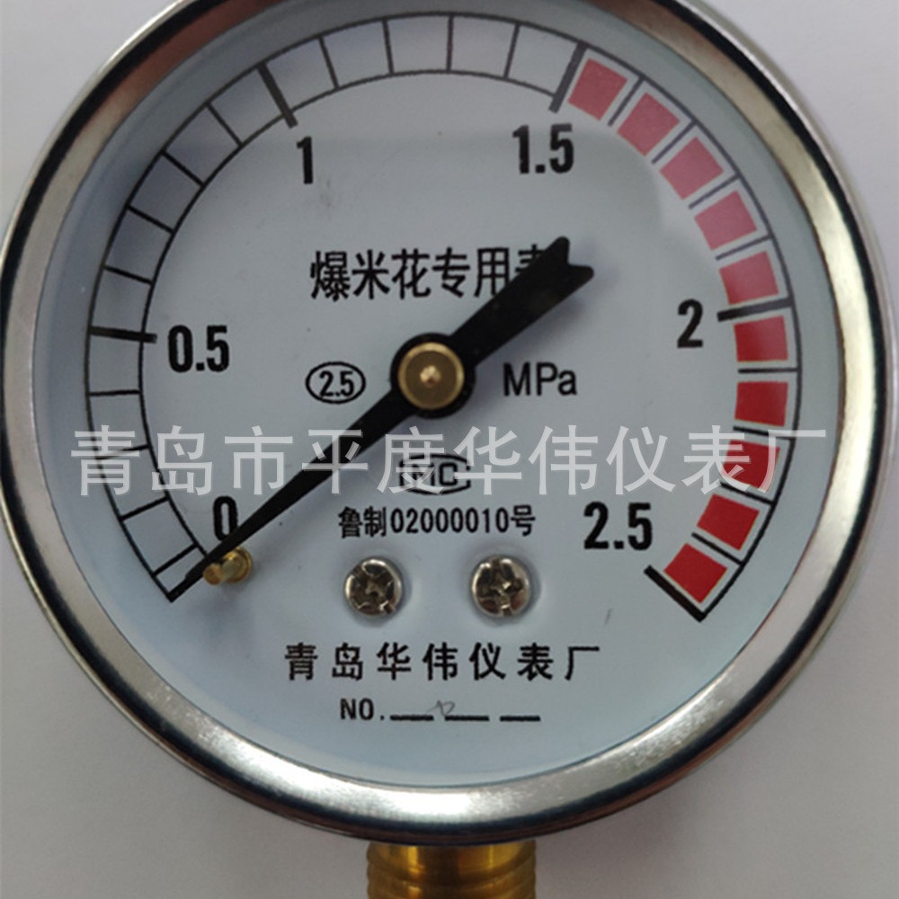 青岛华伟爆米花压力表 爆米花反装压力表 Y60-2.5MPa 厂家直销