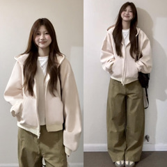 粉色连帽卫衣外套女款宽松秋季2025新款韩系多巴胺少女感穿搭开衫