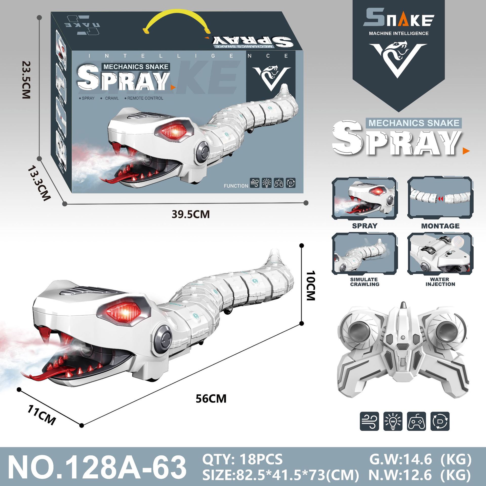 Juguete de insecto con control remoto y spray