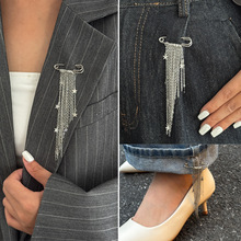 欧美跨境简约ins风五角星形链条流苏胸针 金属别针裤脚链改短配饰