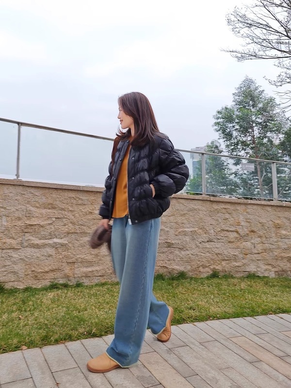 25新款女士简约宽松牛仔毛圈香蕉裤抽绳系带收腰休闲女裤毛边卫裤|undefined