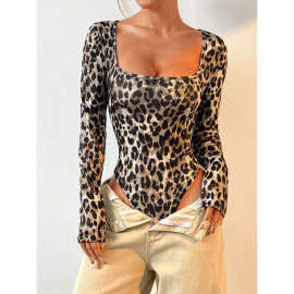 H 11299 Leopard Print Tight Bodysuit 豹纹紧身连体衣