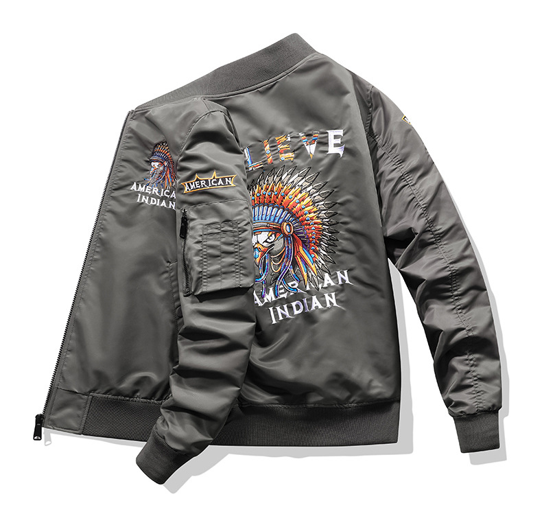 Men's Heavyweight Pilot Jacket Embroidered Retro Baseball Coat_voghion.com