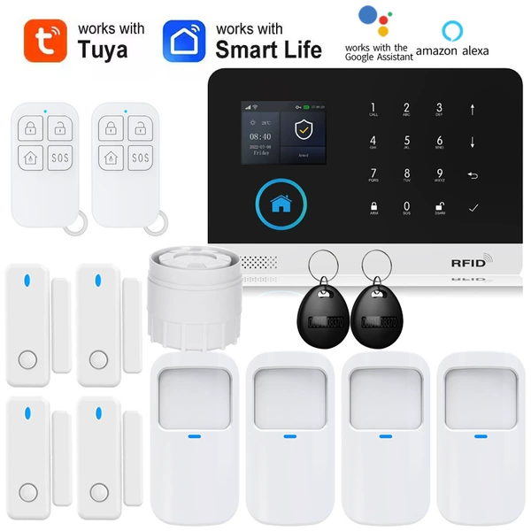 4 infrared + 4 door sensors + 2 remote control