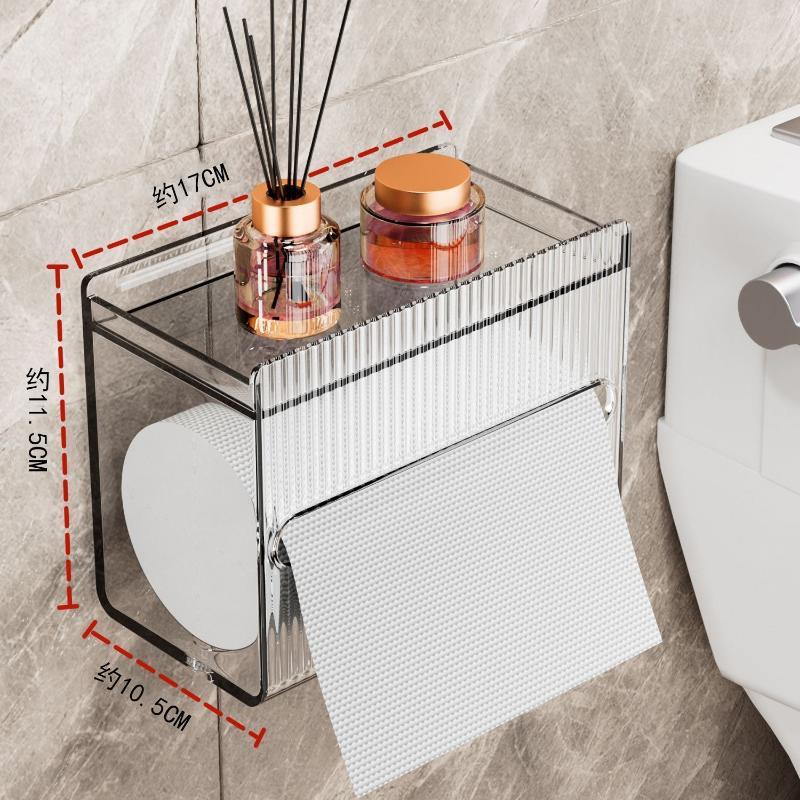 Waterproof tissue box, no-drill installation, bathroom toilet paper holder, large roll tissue box, toilet paper storage rack, coreless