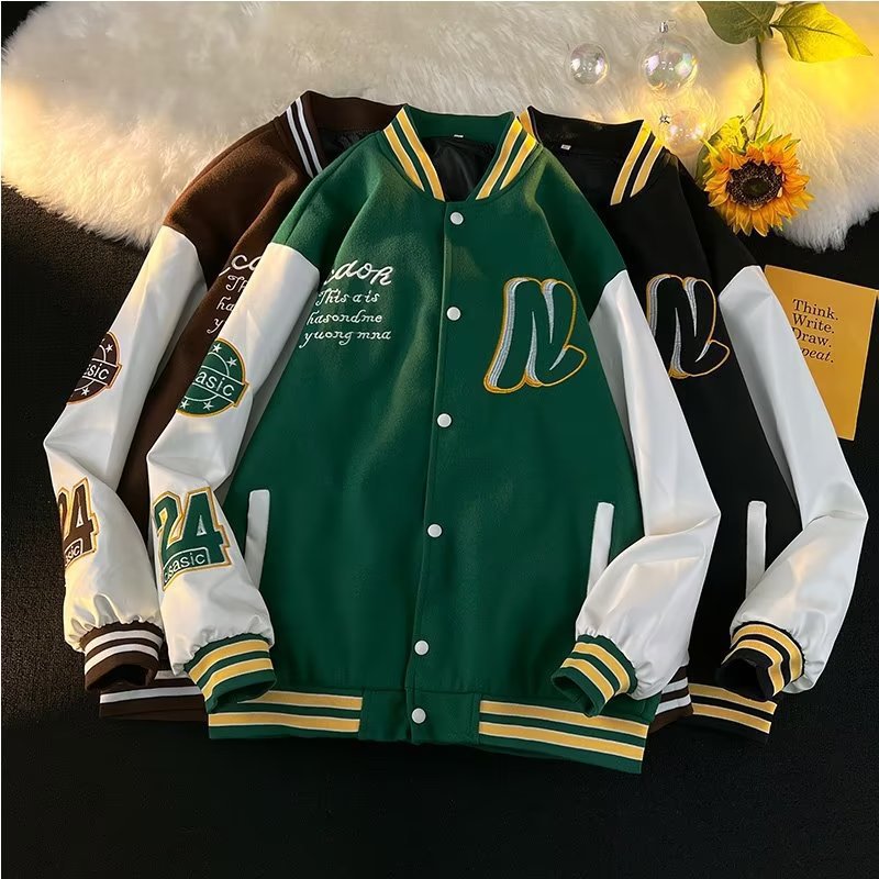 Men's Clothing Baseball jacket men's spring and autumn couples wear spring boys loose trendy insPU leather jacket_voghion.com