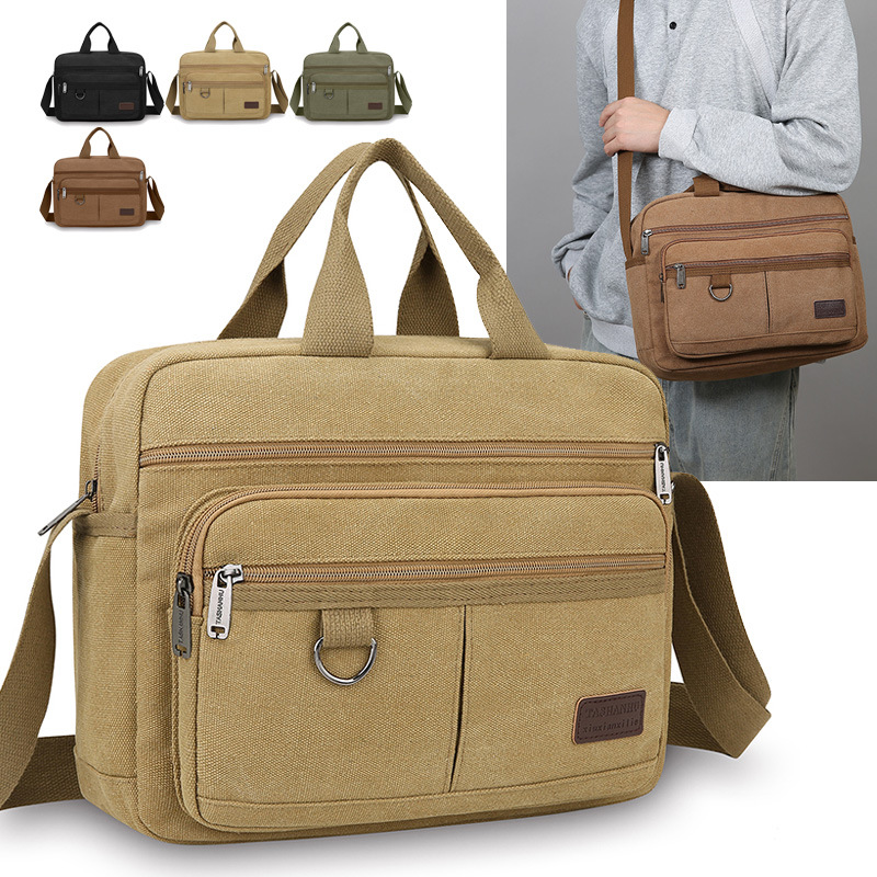 Tool Bag for Men, Wear-Resistant, Multi-Functional, Cross-Body Handbag, Electrician Repair, Large Capacity, Casual Shoulder Bag, Thickened with Printing