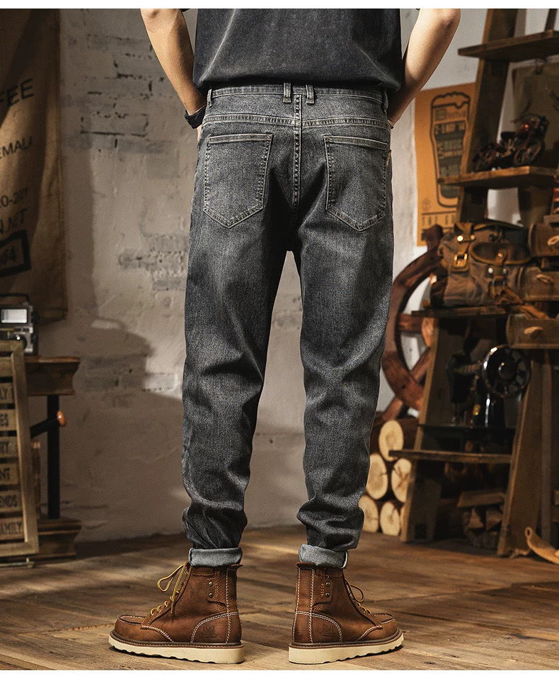 Jeans slim fit uomo pantalone in denim gamba dritta cotone_voghion.com