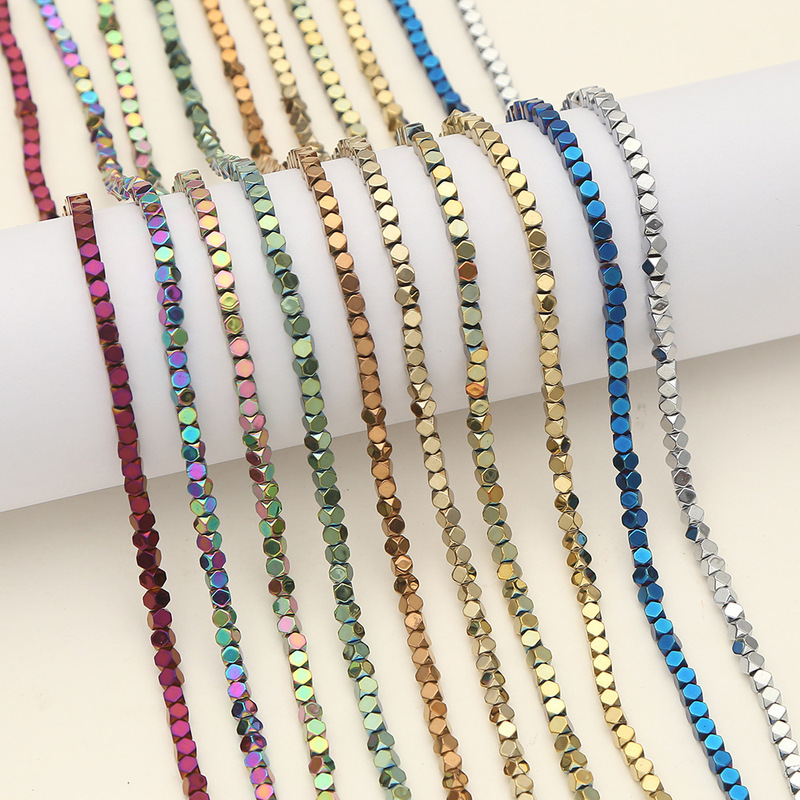 Black gallstone cut octagonal loose beads diy jewelry color black gallstone accessories electroplating semi-finished bracelet necklace wholesale