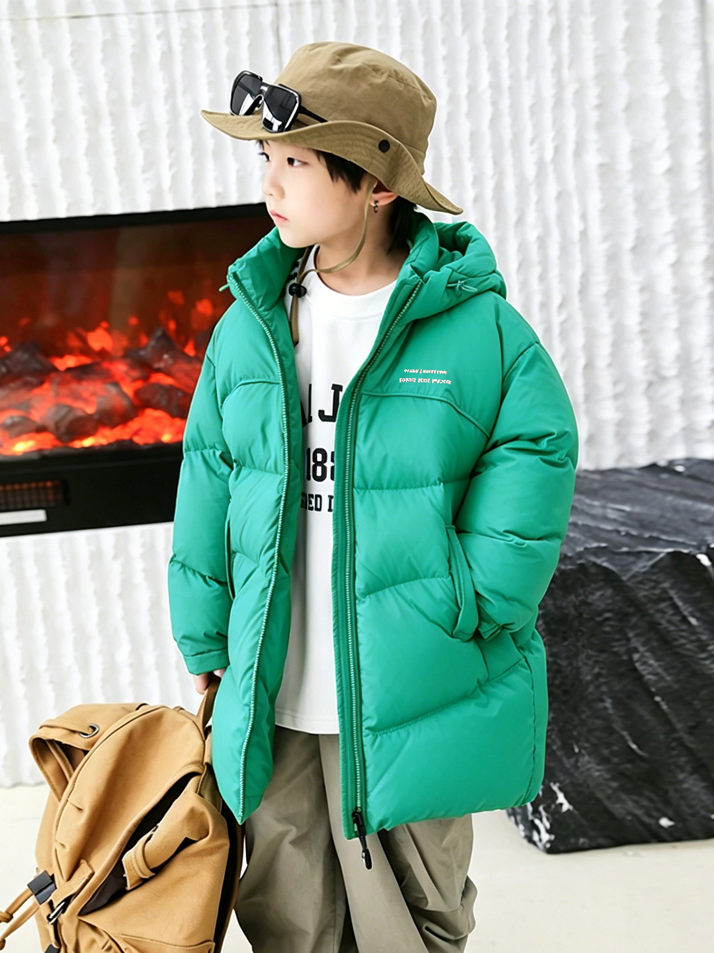 Winter velvet children's down jacket for boys