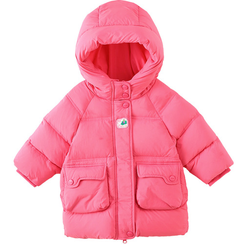 Amira Children's Clothing  Winter New Children's Down Jacket Men and Women's Three-Proof Goose Down Medium-Length Bread Coat 