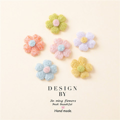diy 生地ぬいぐるみ 5 花びらフラワーアクセサリー子供の靴下フラワーアクセサリー衣類アクセサリーウール小さなピーチハート 5 花びらジュエリー