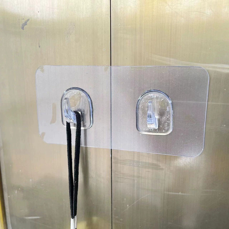 穴なし透明強力無痕フックキッチントイレ浴室壁掛けフック接着剤荷重ドア後フック|undefined
