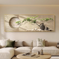 寂風客間装飾画高級感新中国式ソファー背景壁面壁画横断幕禅意茶室掛け絵
