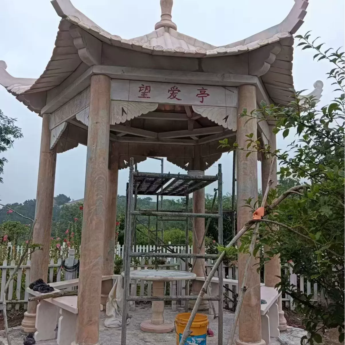 源头石雕凉亭石长廊石亭子户外中式别墅庭院石凉亭厂家石头亭子