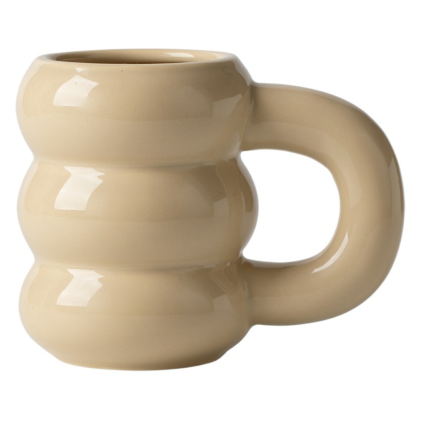 Liquidación: Taza de cerámica para café y leche, resistente a altas temperaturas, asa grande, color café con leche, apta para microondas, mismo estilo que en Xiaohongshu.