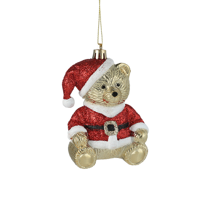 Nuevo producto dorado dorado rojo rosa brillante plástico ins colgante de dibujos animados árbol de Navidad decoración de ventana