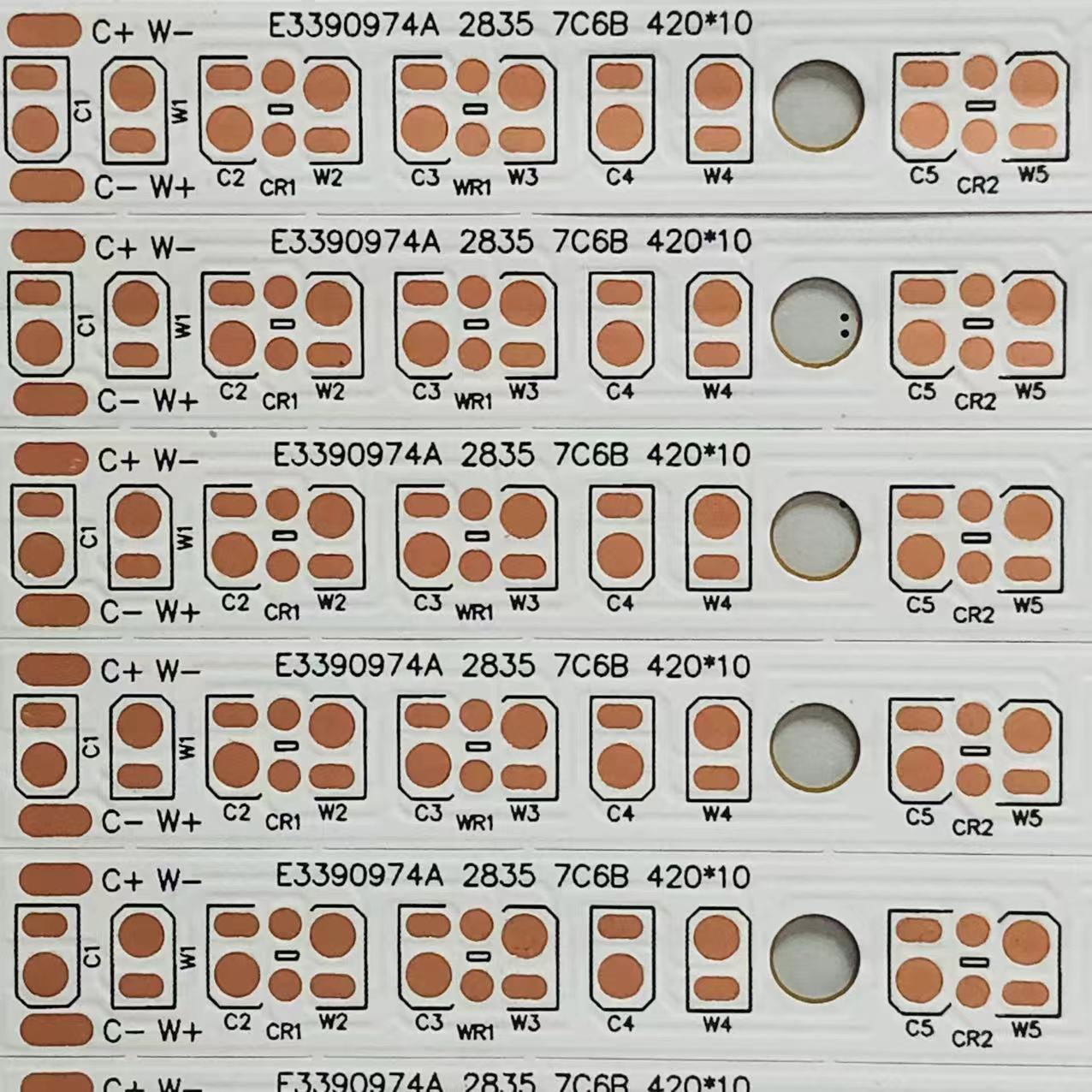 FPC软灯条板2835WC双色  6B7C*2 420*10MM*24PCS双面白膜有装配孔