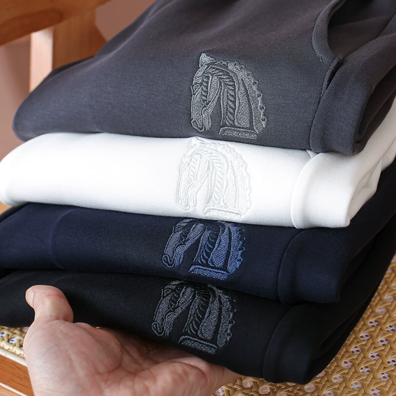 Роскошный/роскошный шкаф 4700 # вышивка лошадь комфорт жидкий аммиак слой воздуха конический пучок брюки повседневные мужские белые брюки