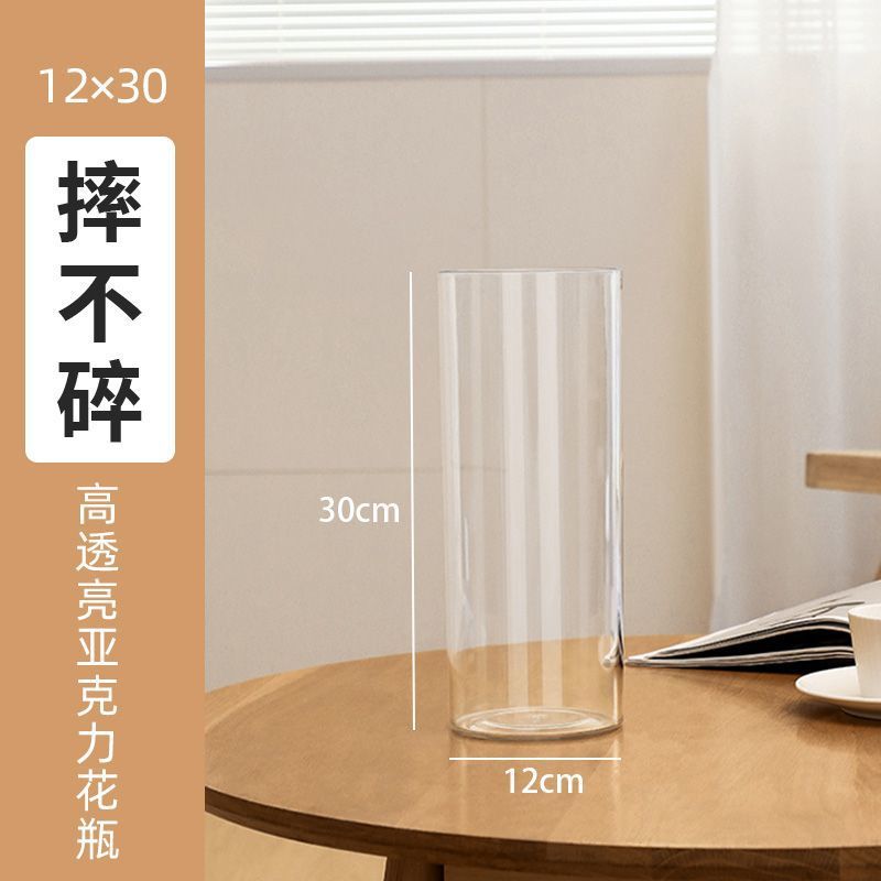 Vaso acrílico de alta transparencia a prueba de caídas abundante bambú de meseta hidropónico flores interiores decoración de mesa despierta barril de flores