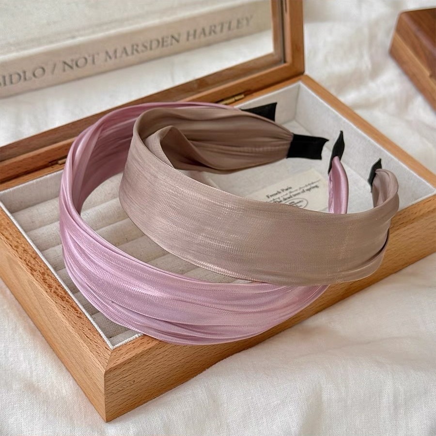 Diadema de horquilla de primavera y verano de seda con poca luz para mujer 2025 nuevo sencillo y versátil lavado de cara y cabello prensado diadema de ala ancha accesorios para el cabello