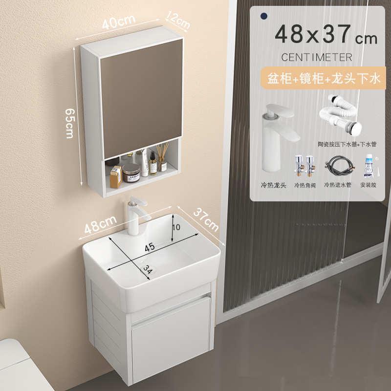 Engrosado espacio gabinete de baño de aluminio pequeño apartamento lavabo Mini lavabo de baño lavabo integrado lavabo de cerámica