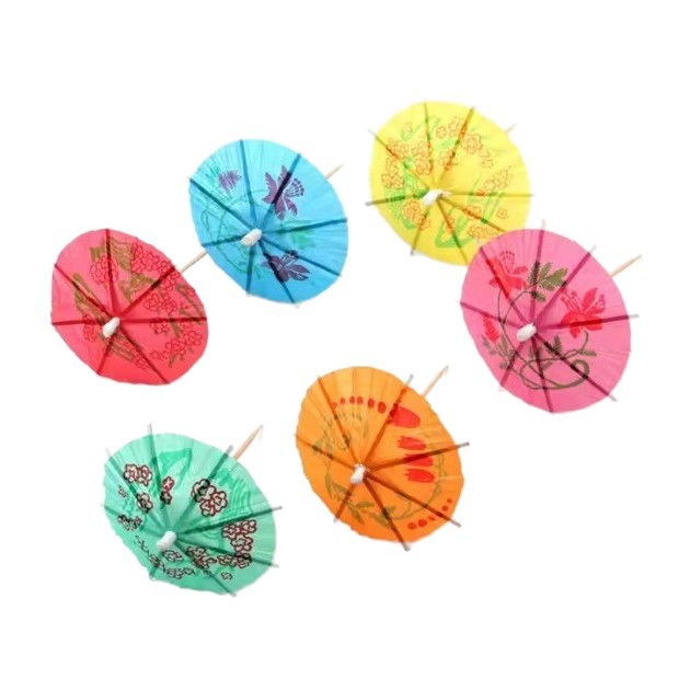 Palillos Decorativos de Sombrilla de Bambú para Cócteles y Frutas en Fiestas