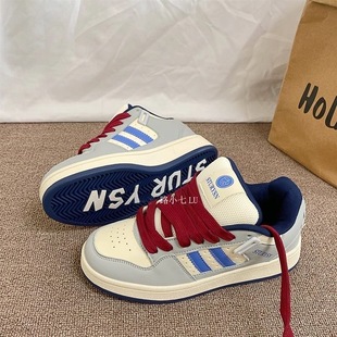 White and Black Color Matching Design Sense Couple Bread Shoes Men's Ins Trendy 2025 Spring New Korean-style All-match Casual Sneakers