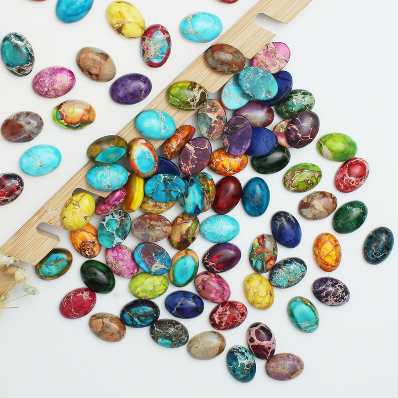 Natural Stone Oval Cabochon Surface Shoushan Stone Imperial Turquoise Vintage Interface DIY Jewelry Accessories