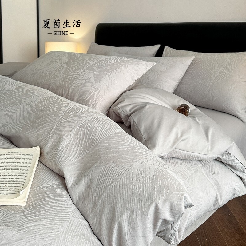 2026 Spring/Summer A-Class Maternal and Infant 60S Washed Embossed Jacquard Cotton Four-Piece Set Pure Cotton Bedding Three-Piece Set 2026 Spring/Summer A-Class Maternal and Infant 60S Washed Embossed Jacquard Cotton Four-Piece Set Pure Cotton Bedding Three-Piece Set