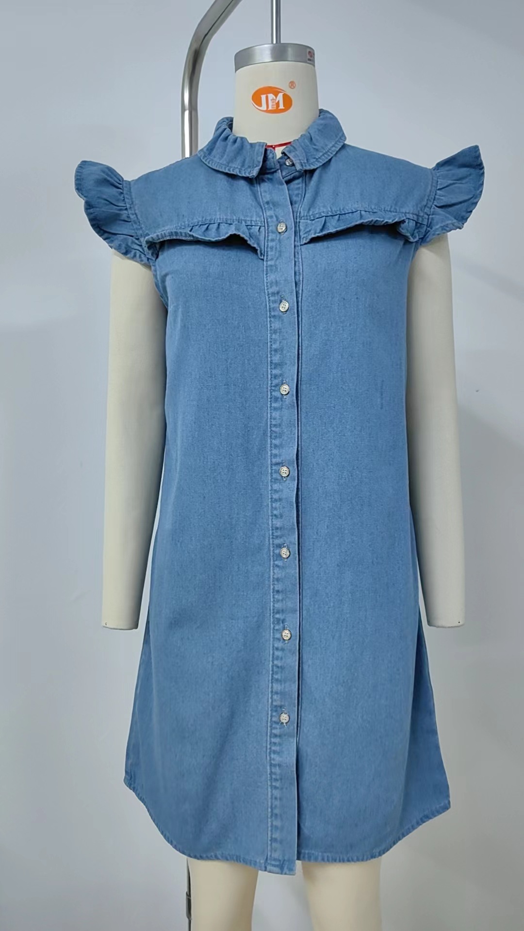 Women Clothing Spring Summer Washed Denim Vest Dress Midi Dress