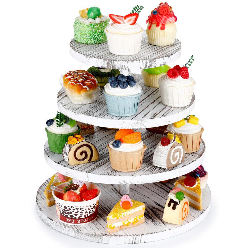 Wooden Cupcake Stand, Rustic Cake Stand, Farmhouse Tower Stand, Detachable Round Multi-Layer Tray, Pastoral Style