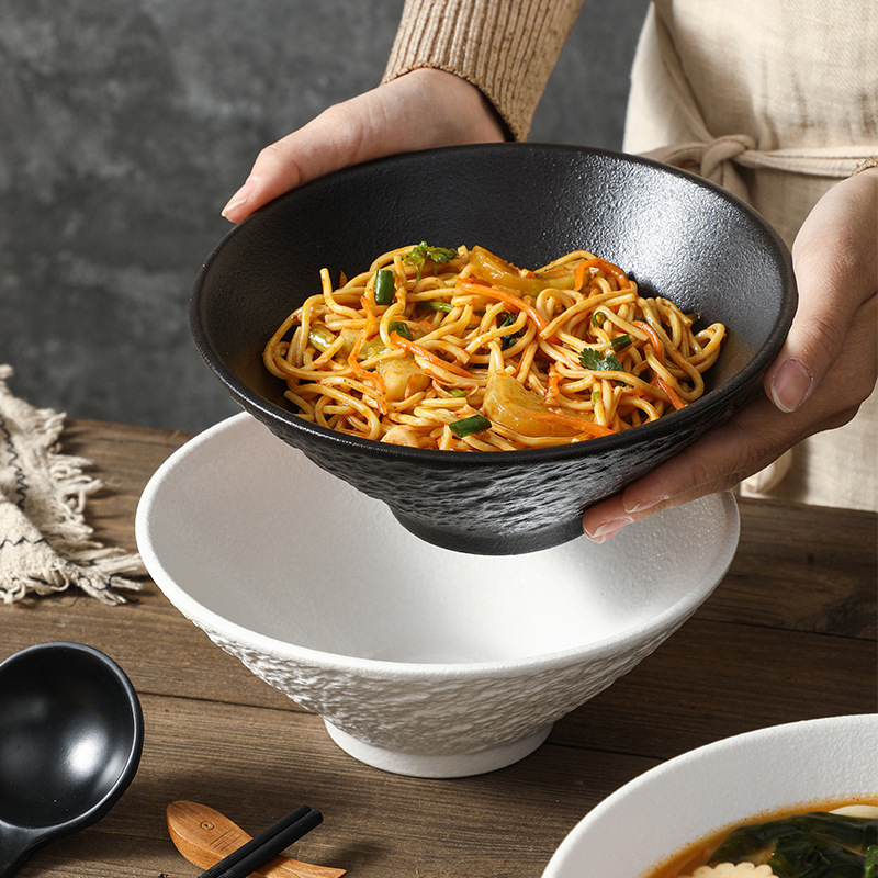 Japanese-Style Ramen Bowl Conical Bowl 8inch Noodle Bowl Home New Ceramic Large Bowl Soup Bowl Hotel Commercial Beef Noodle Bowl