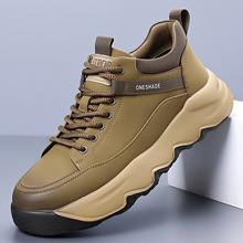 男士牛皮运动休闲鞋厚底板鞋男款潮鞋真皮欧洲站小众高端男鞋批发