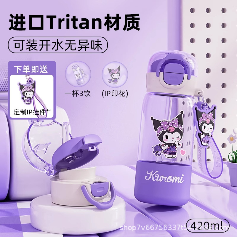 三丽鸥儿童水杯上学专用夏季新款2025高颜值女孩外出便携吸管杯子|undefined