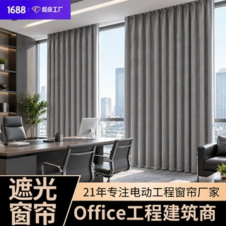 定制电动窗帘 Villa遥控静音开合新款窗帘3.2米门幅窗帘双层带纱