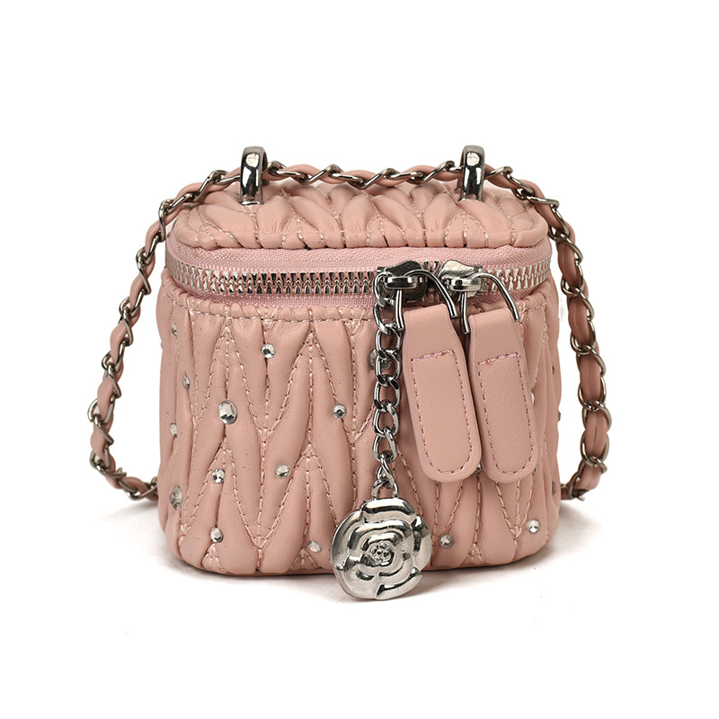 Coreana pequeña bolsa de hombro para niñas bordada de diamante mini bolsa de caja de bebé bolsas de cadena de perforación plegables para niños