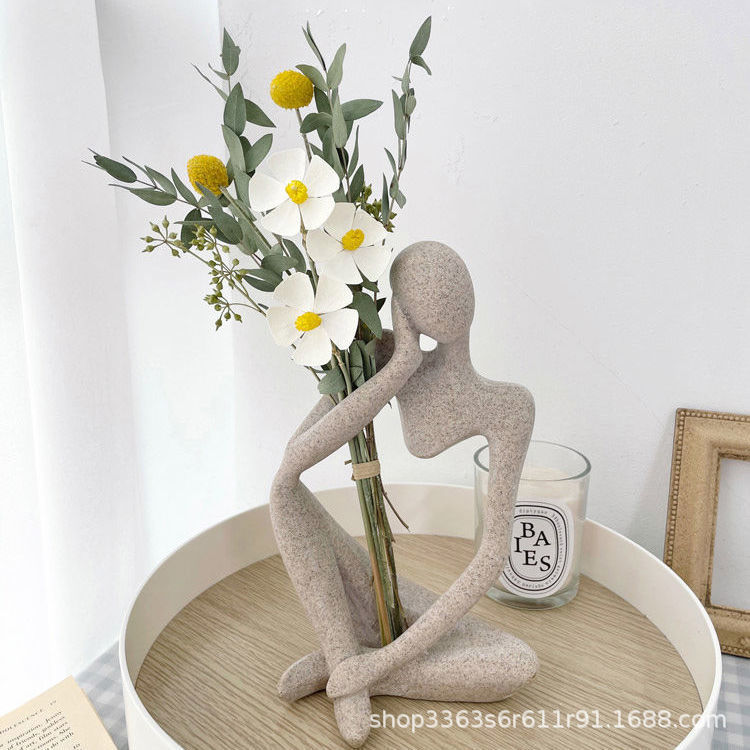 Real Flower Dried Flower Art Character Home Desktop Entry Cabinet Ornaments Ins Style Normcore Nail Salon Decorative Ornaments