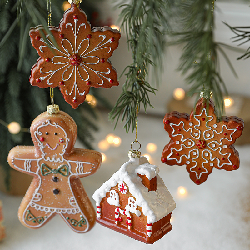 Navidad transfronteriza decoración creativa árbol de Navidad copo de nieve alce pan de jengibre hombre ventana colgante diseño de atmósfera en stock