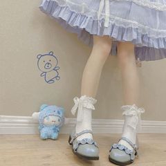 Japanese lolita lace mid-calf socks soft girl Lolita bow breathable jk calf socks women's thin section